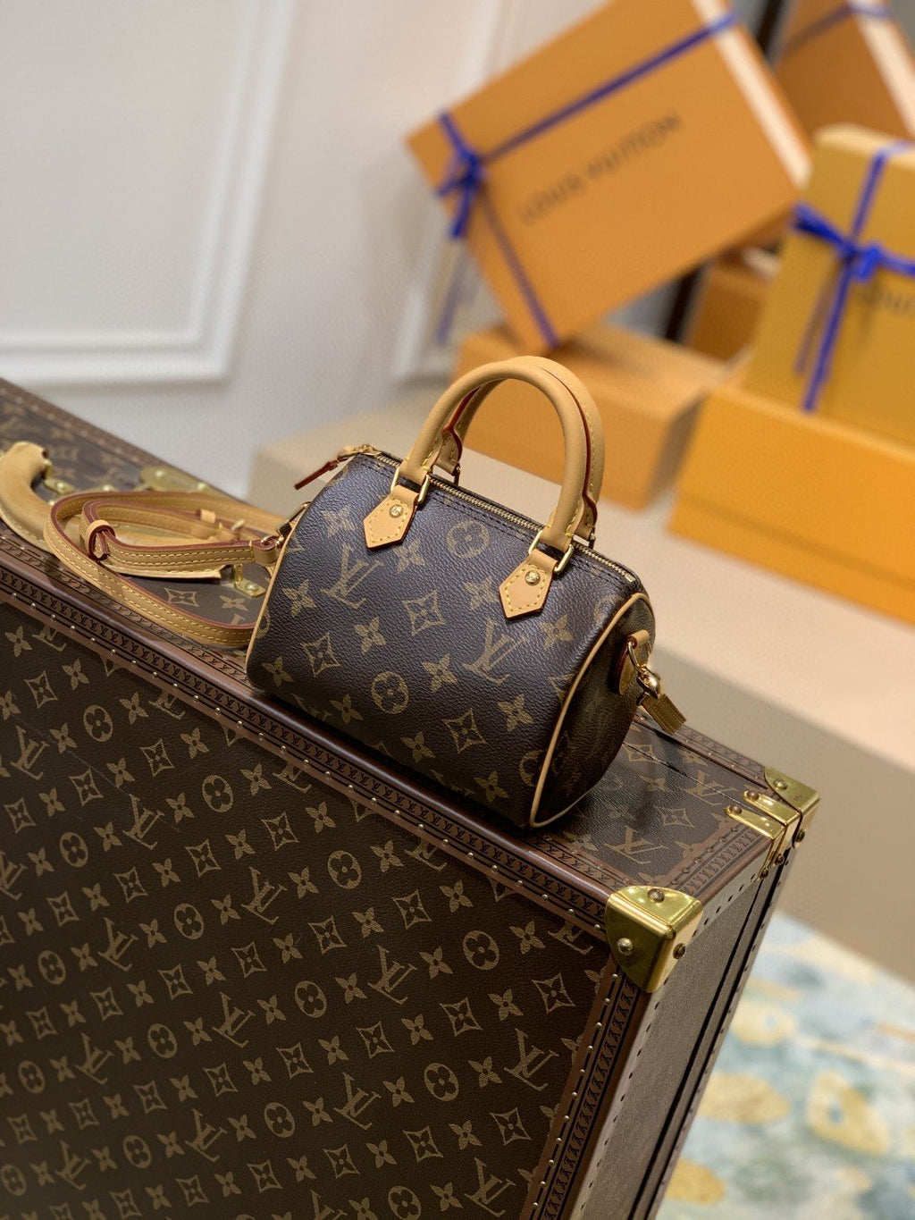 Louis Vuitton Nano Speedy Monogram Canvas For Women, WomenÃ¢â‚¬â„¢s Handbags, Shoulder Bags 6.3in/16cm LV M81085