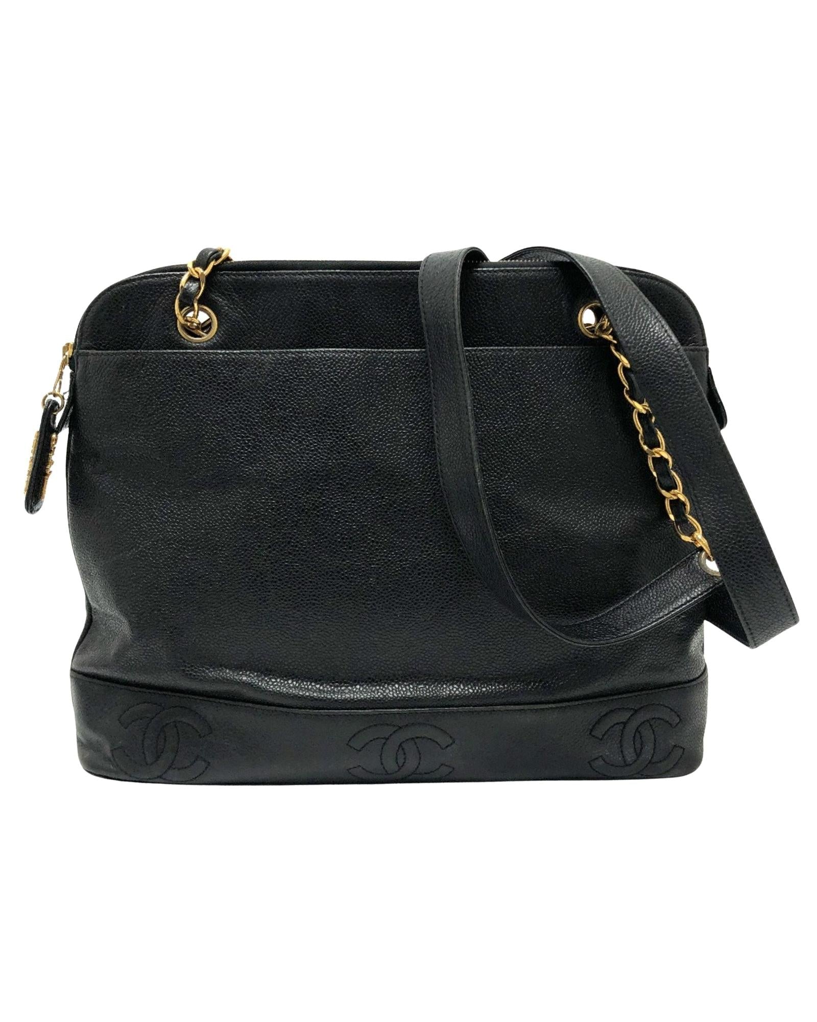 Chanel Triple Coco Leather Tote Bag