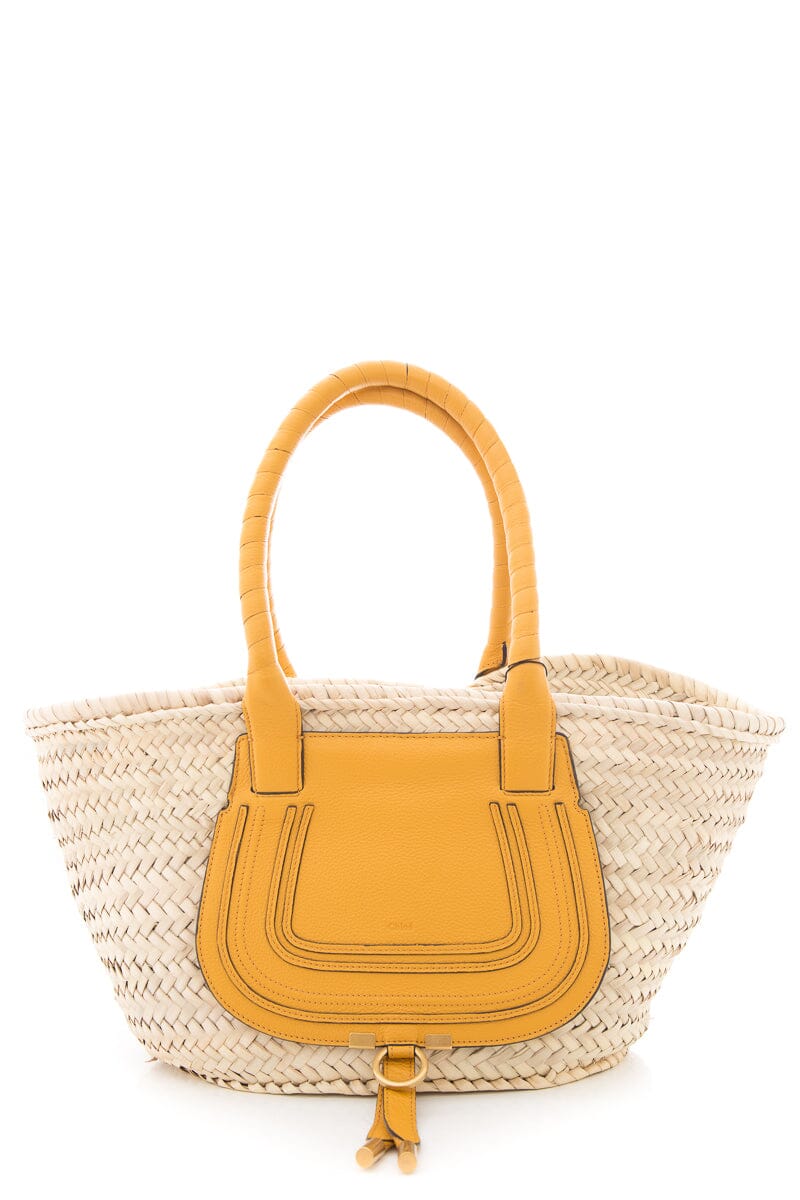 Chloe Marcie Basket Yellow Raffia Handbag
