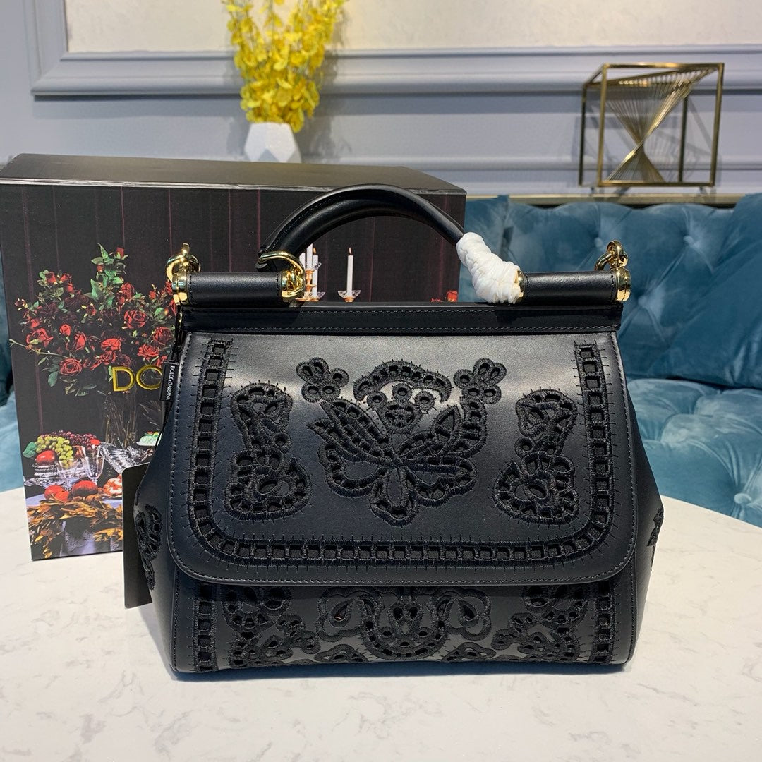 GLAMI MeGLAMIum Sicily Soft Bag In Embroidered Black For Women 10.2in/26cm GLAMI