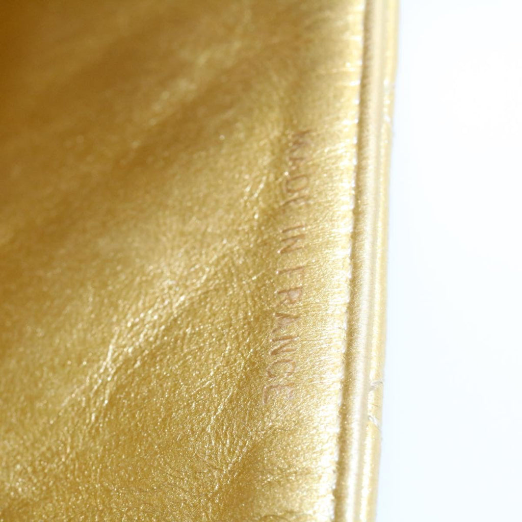 CHANEL Matelasse Chain Flap Shoulder Bag Leather Gold CC 25305A