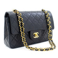 CHANEL Classic Double Flap 9" Chain Shoulder Bag Navy Lambskin g71