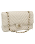 Chanel Double Flap Leather Shoulder Bag with Chain Strap