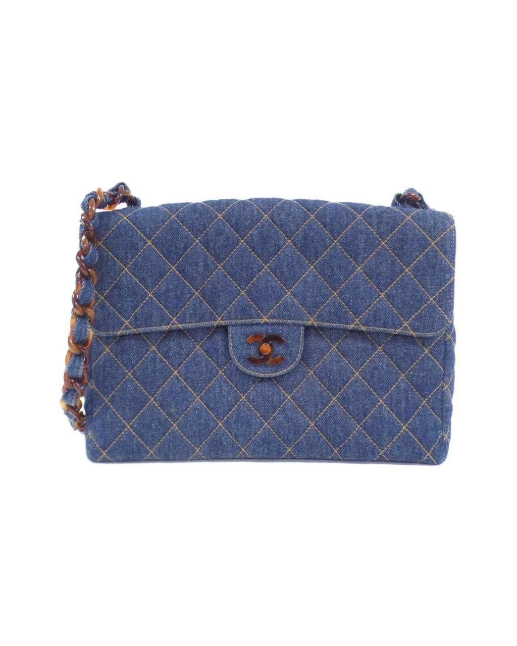 Chanel Denim Quilted Flap Bag with Box and Dust Bag