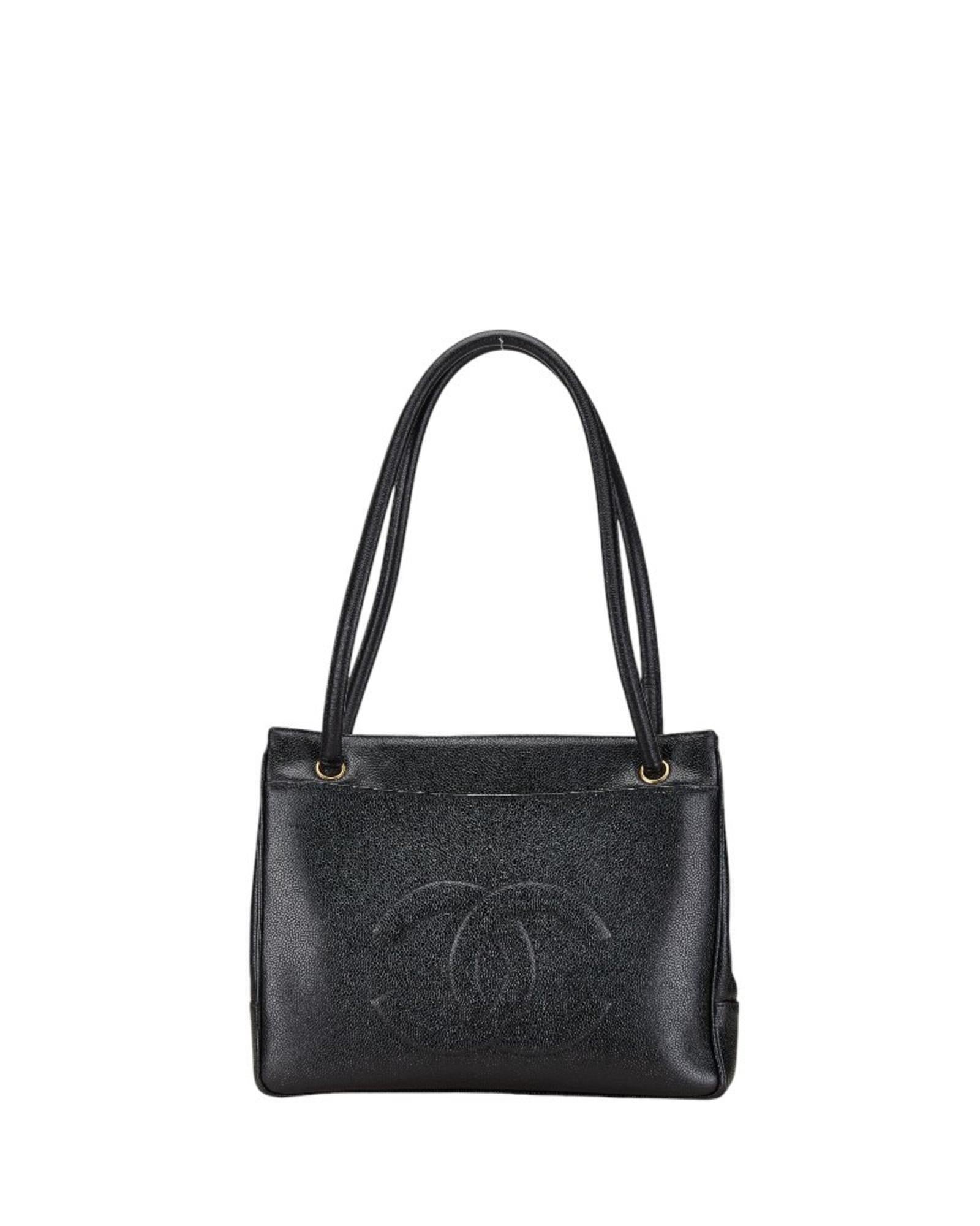 Chanel Leather Logo CC Tote Bag with Metal Fittings