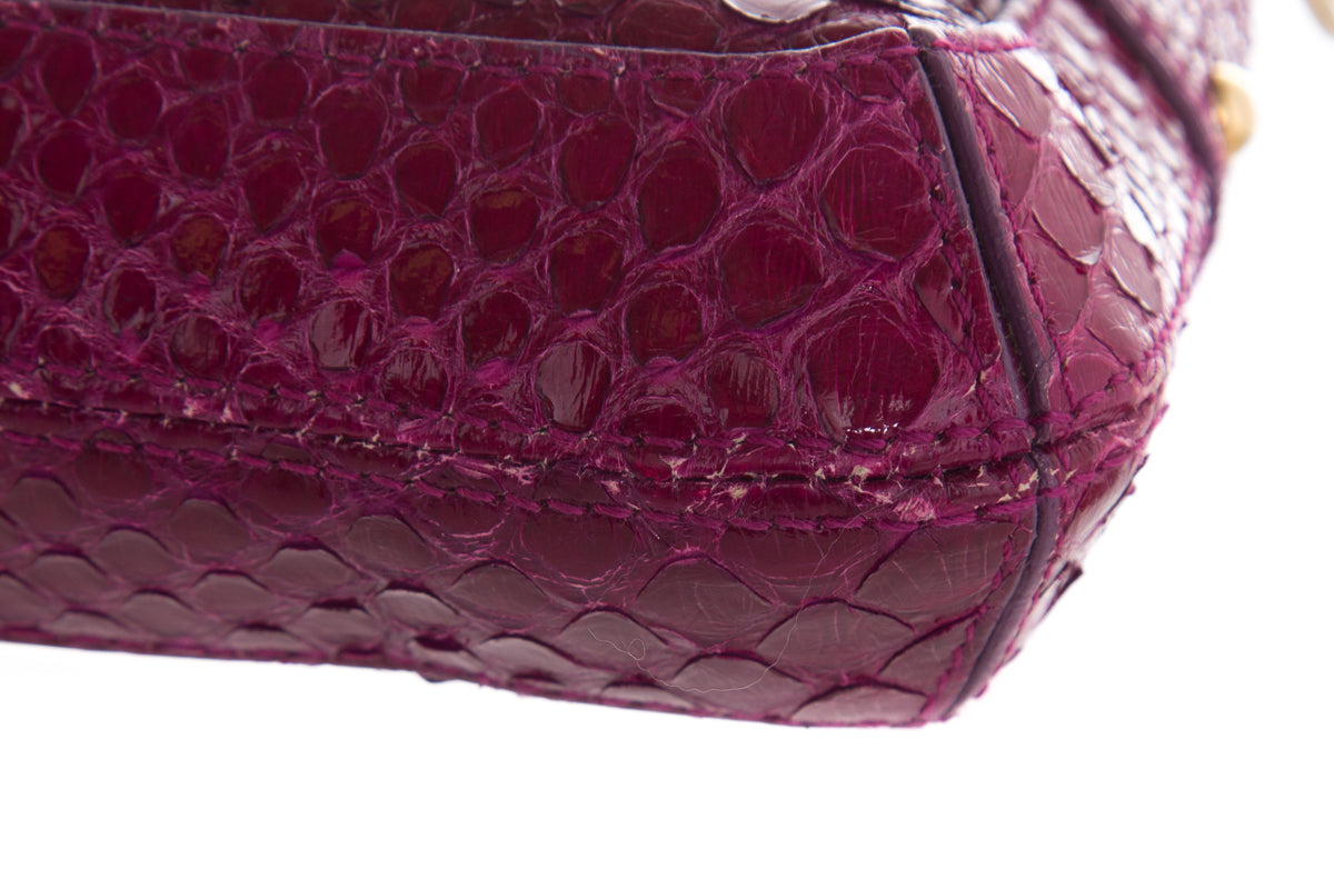 Sergio Rossi Magenta Lizard Skin Shoulder Bag