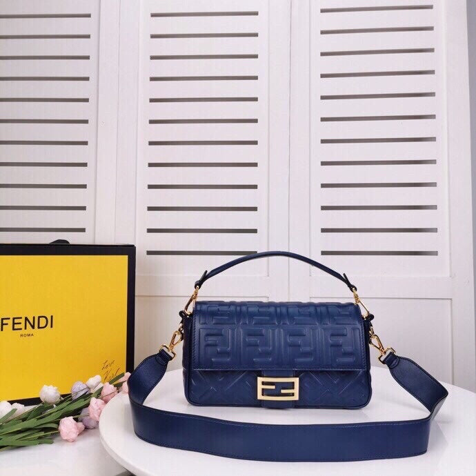 FI Baguette Chain MiGLAMI MeGLAMIum Dark Blue Bag For Woman 26cm/10in