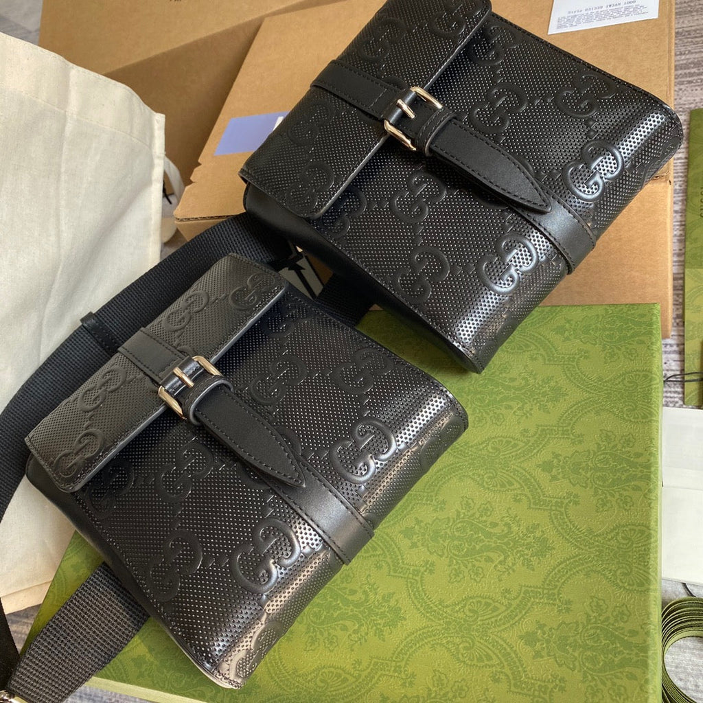 gg Signature Belt Bag Black gg Embossed For Women 12in/31cm gg