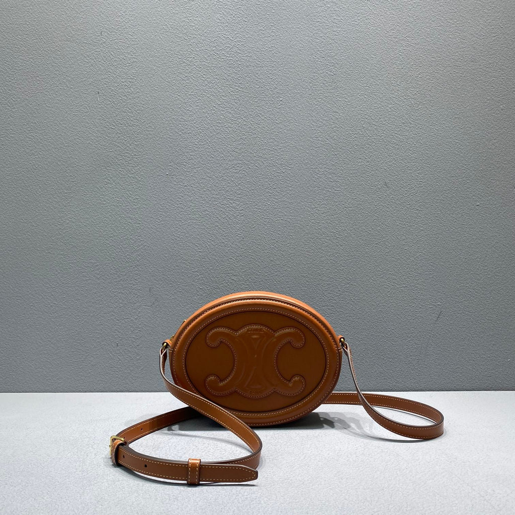 GLAMI Oval Bag Cuir Triomphe Brown For Women 8in/20cm 198603DXC.04LU