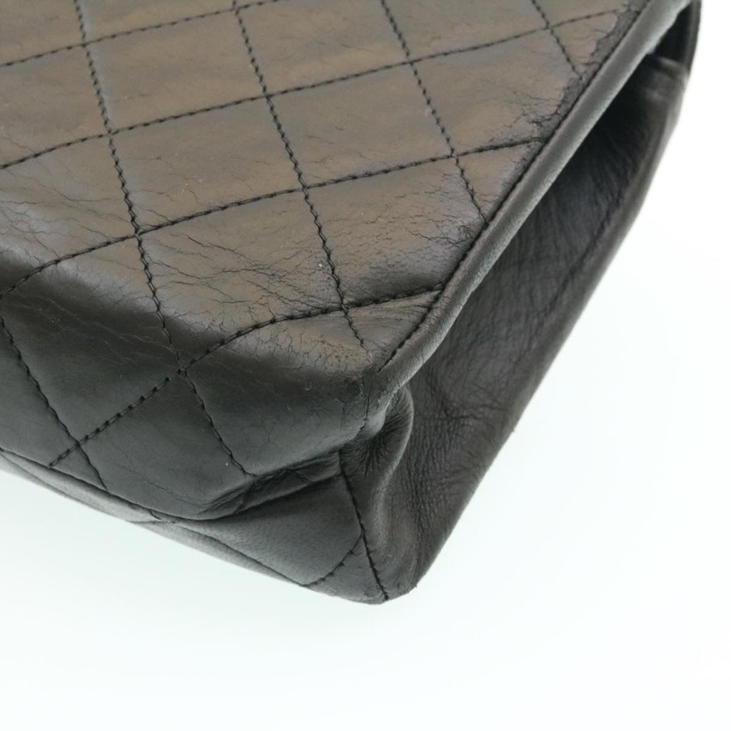 CHANEL Lamb Skin Matelasse Chain Shoulder Bag Black CC 25810A