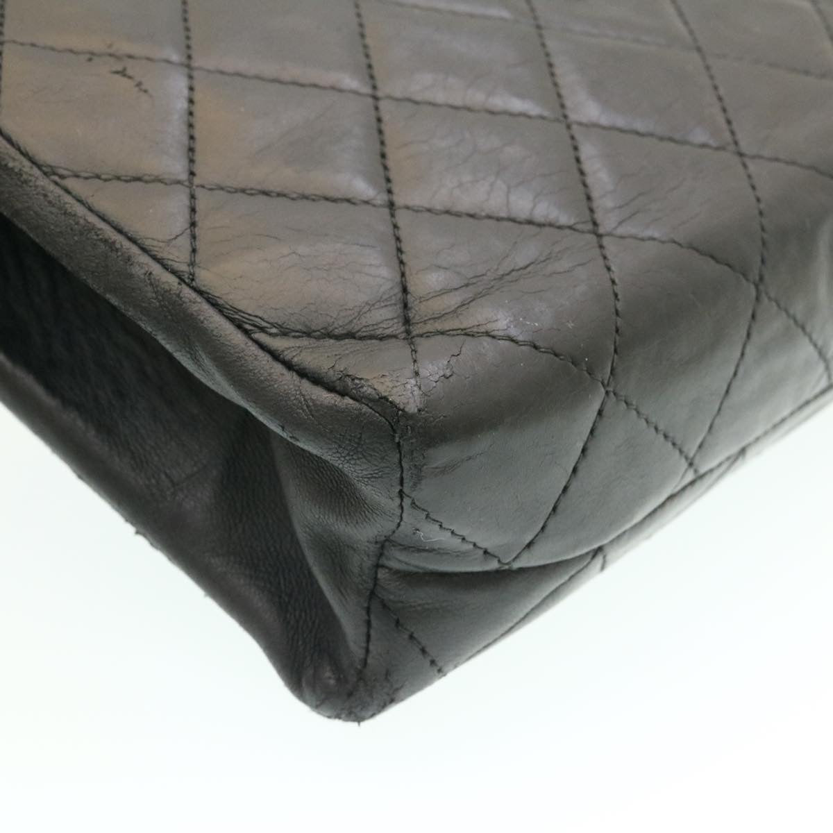 CHANEL Lamb Skin Matelasse Chain Shoulder Bag Black CC 25810A