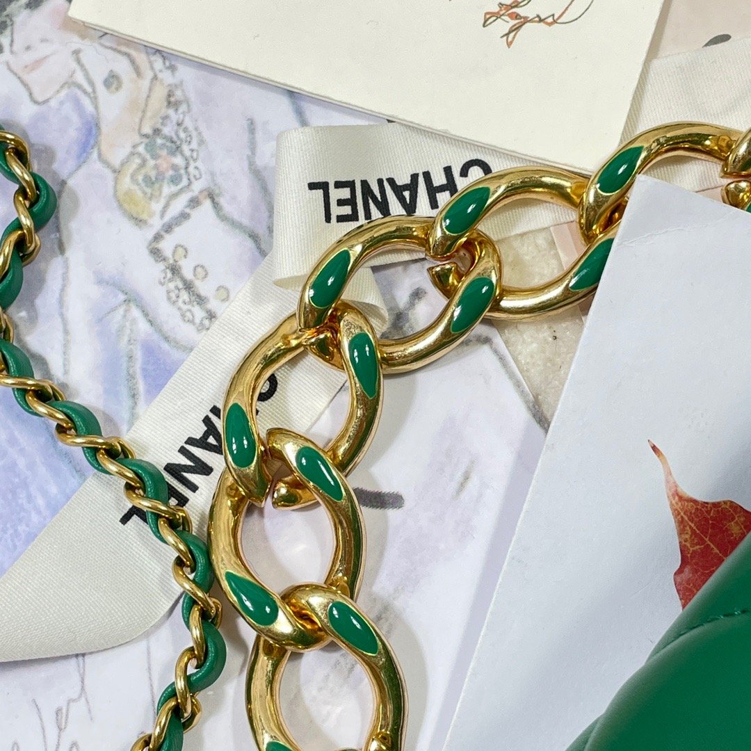 CHL Flap Bag Gold Hardware Green For Women, Women’s Handbags, Shoulder Bags 7.9in/20cm AS3366
