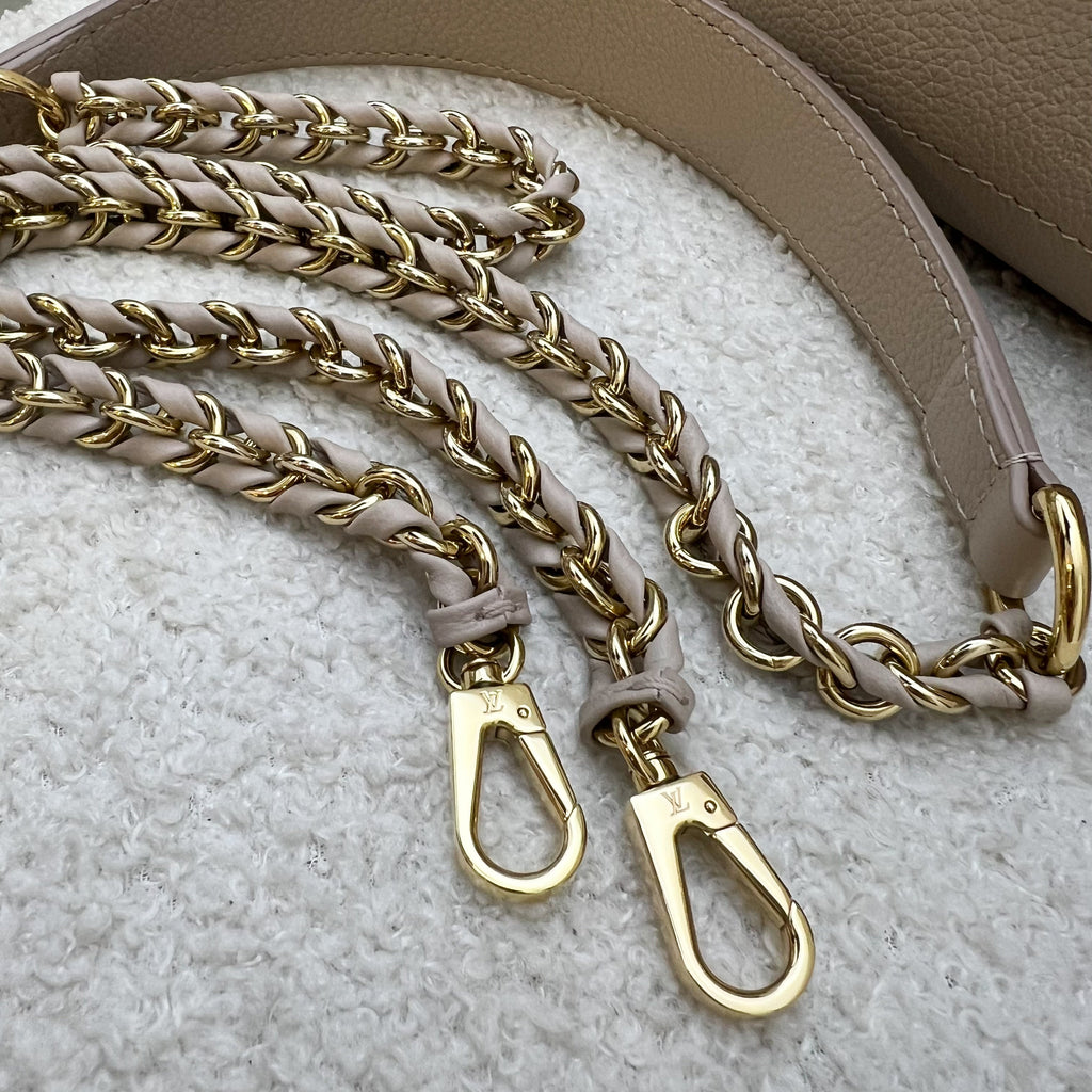 Lv Lockme Ever Mini in Greige Grained Calfkin and LGHW