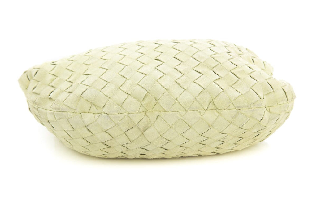 Bottega Veneta Small "Jodie" Yellow Suede Intrecciato Handbag