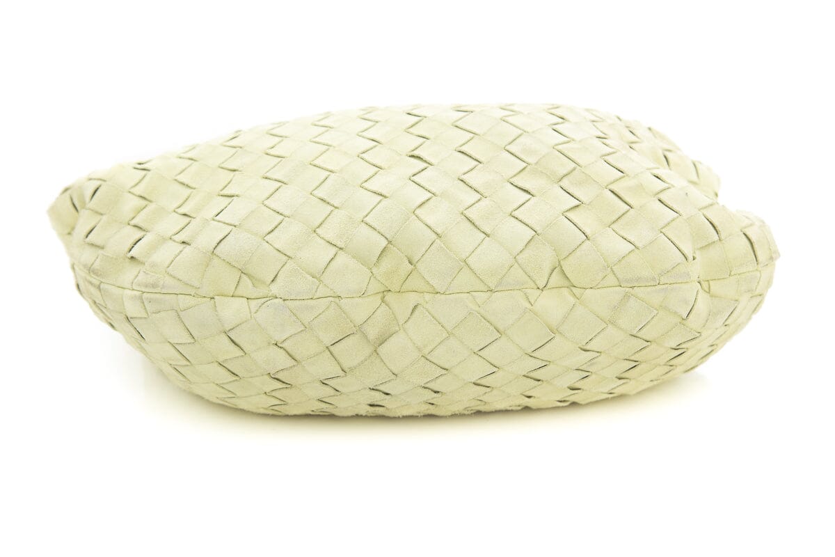 Bottega Veneta Small "Jodie" Yellow Suede Intrecciato Handbag