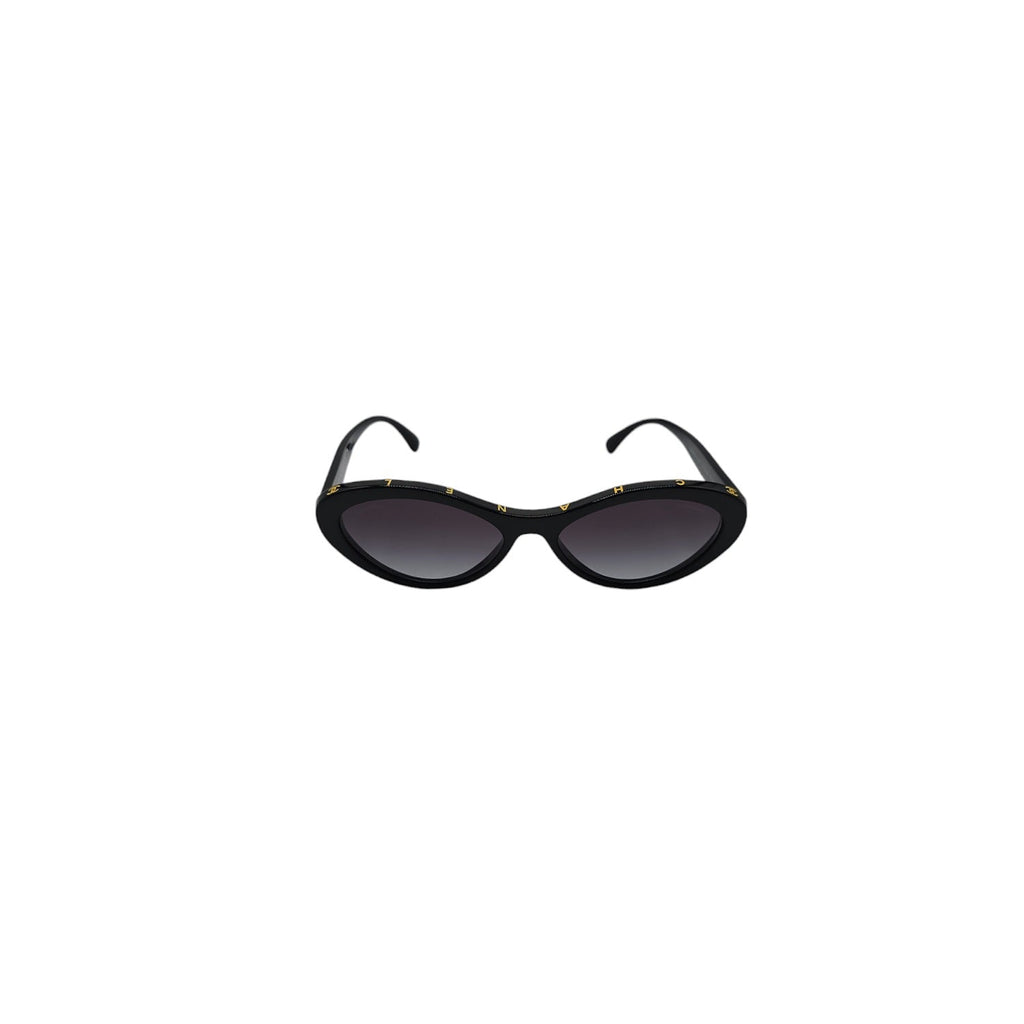 Chanel 5416 Black and Gold Oval Sunglasses