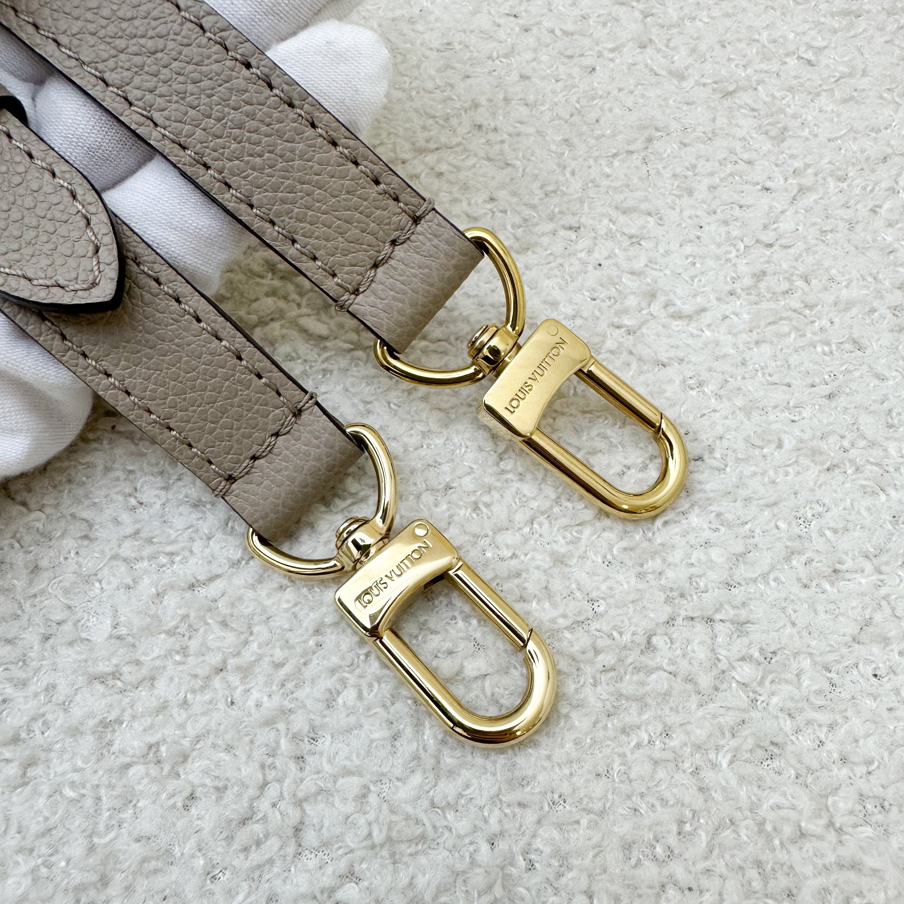 LV Onthego PM in Tourterelle (Grey) / Creme Giant Monogram Empreinte Leather and GHW