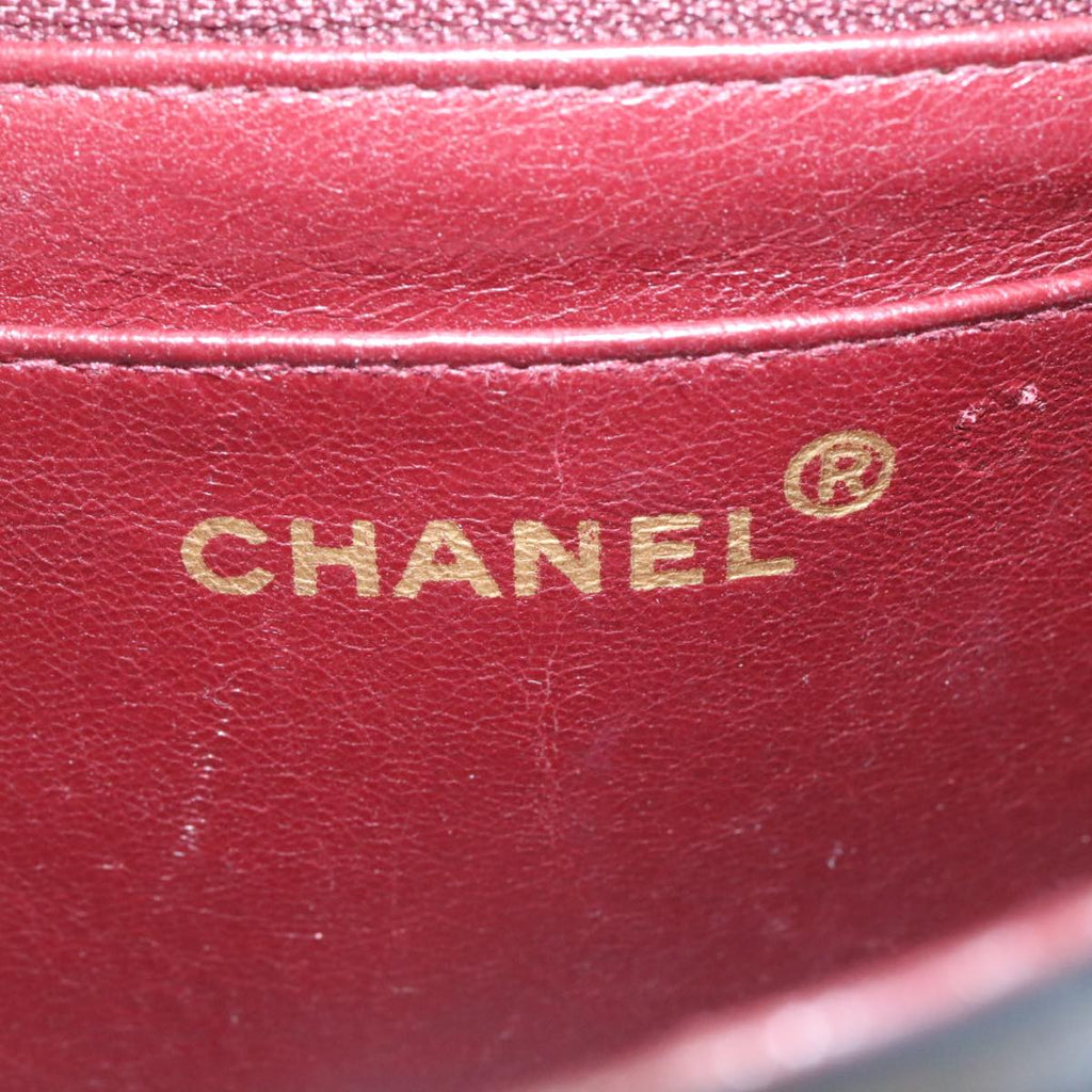 CHANEL Lamb Skin Double Flap Chain Shoulder Bag Black CC 26207A