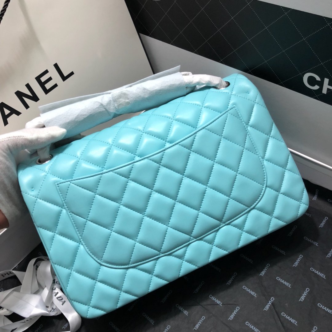 CHLLarge Classic Handbag Silver Hardware Blue For Women, Women’s Handbags, Shoulder Bags 11.8in/30cm