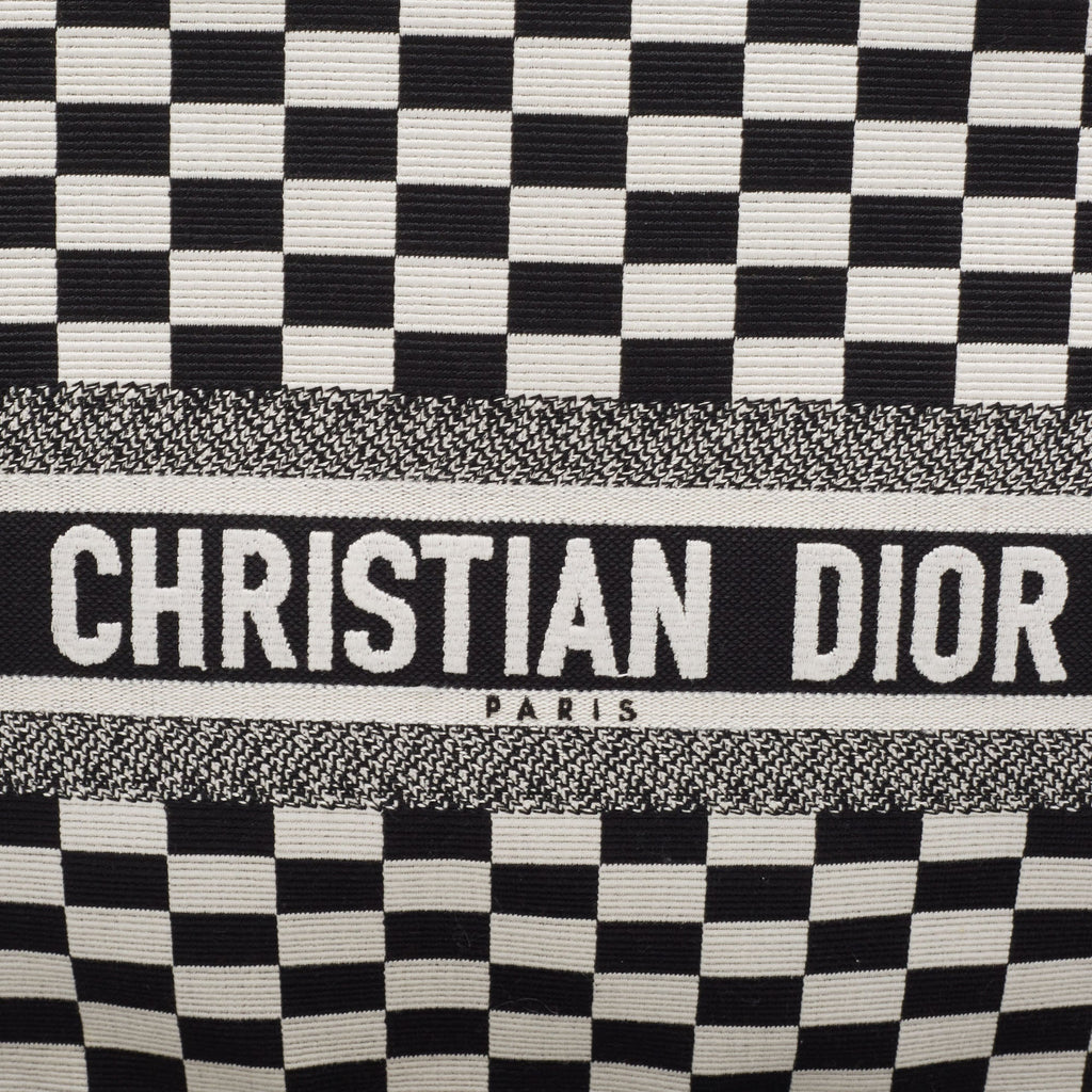 Dior  Checkered Embroidered Canvas Large Book Tote