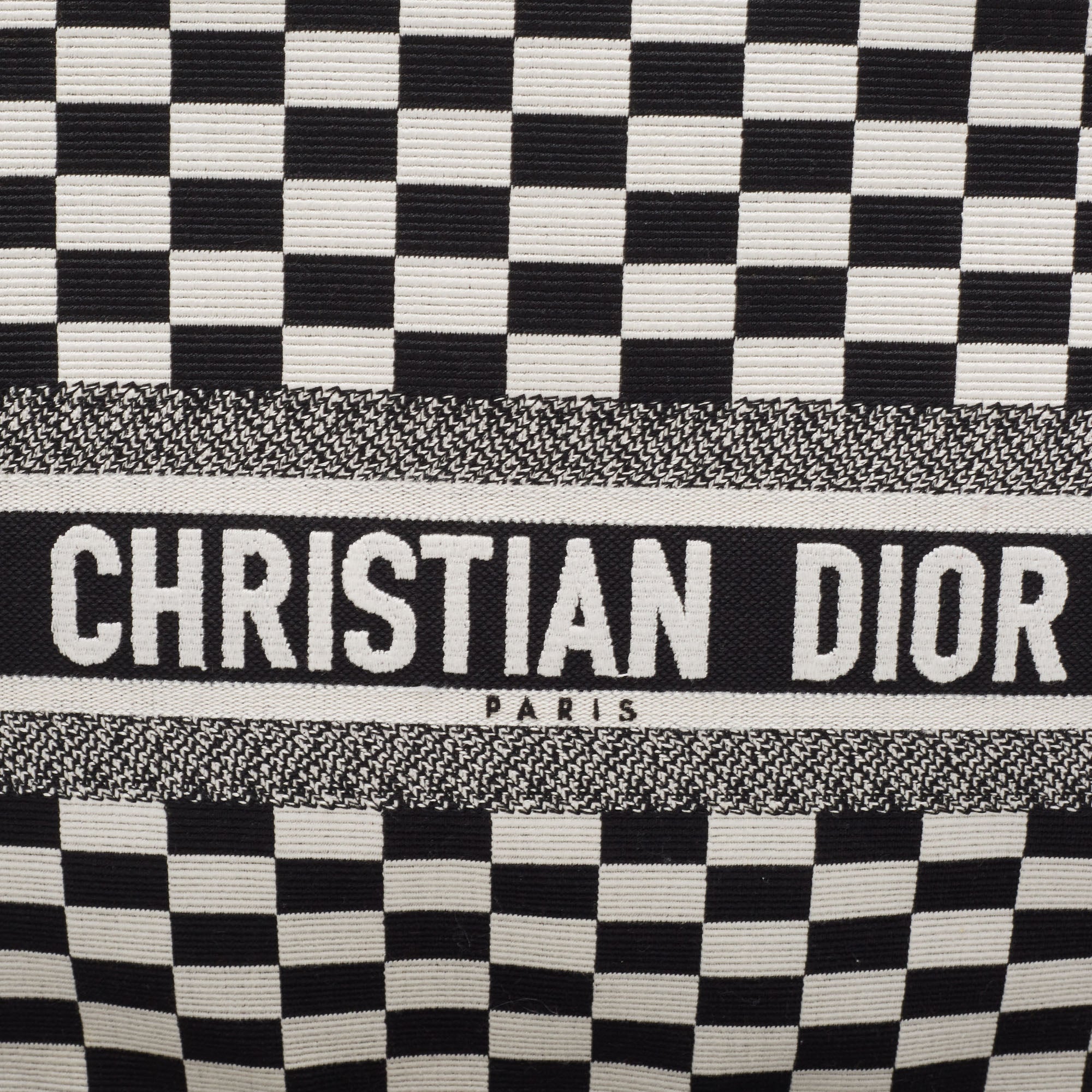 Dior  Checkered Embroidered Canvas Large Book Tote
