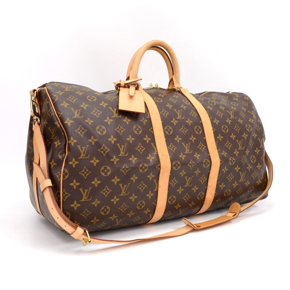 Louis Vuitto Monogram Canvas Keepall 55 Bandouliere Duffel Bag with Strap