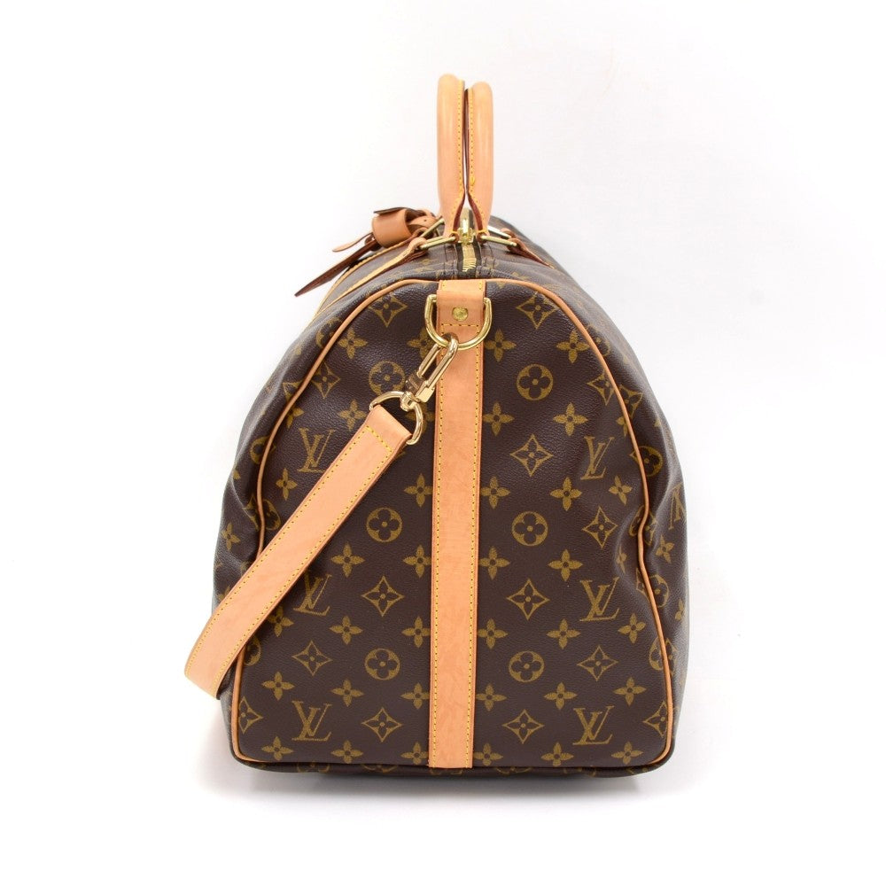 Louis Vuitto Monogram Canvas Keepall 55 Bandouliere Duffel Bag with Strap