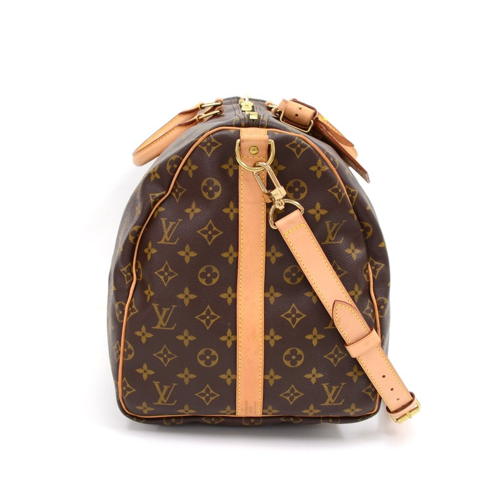 Louis Vuitto Monogram Canvas Keepall 55 Bandouliere Duffel Bag with Strap