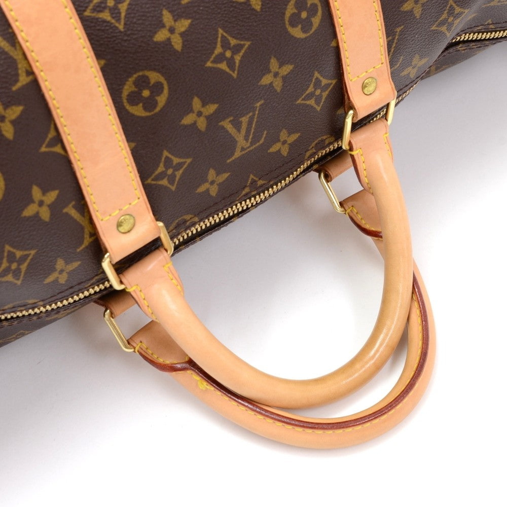 Louis Vuitto Monogram Canvas Keepall 55 Bandouliere Duffel Bag with Strap