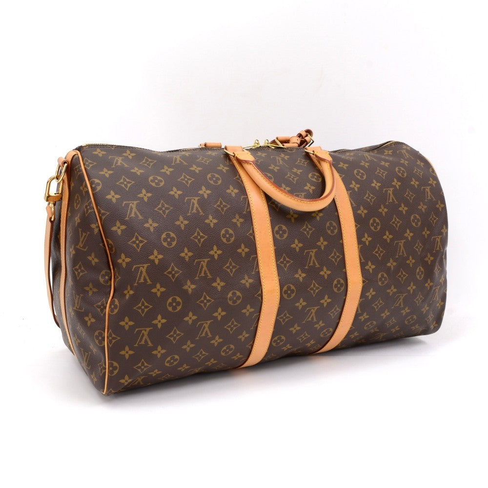 Louis Vuitto Monogram Canvas Keepall 55 Bandouliere Duffel Bag with Strap