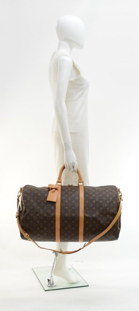 Louis Vuitto Monogram Canvas Keepall 55 Bandouliere Duffel Bag with Strap