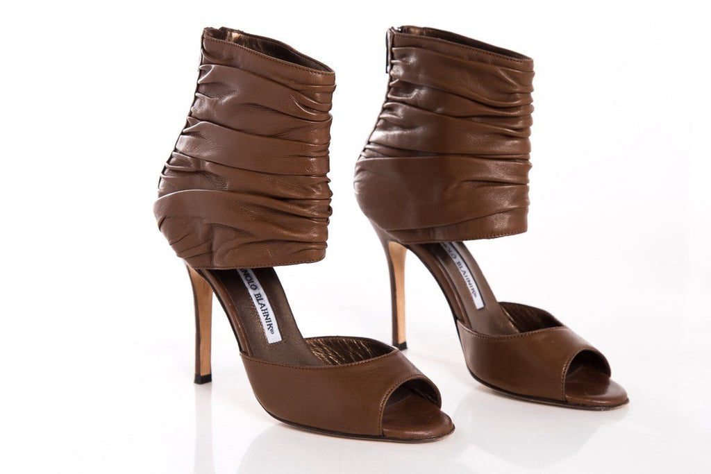Manolo Blahnik Brown Leather Heels SZ 36.5