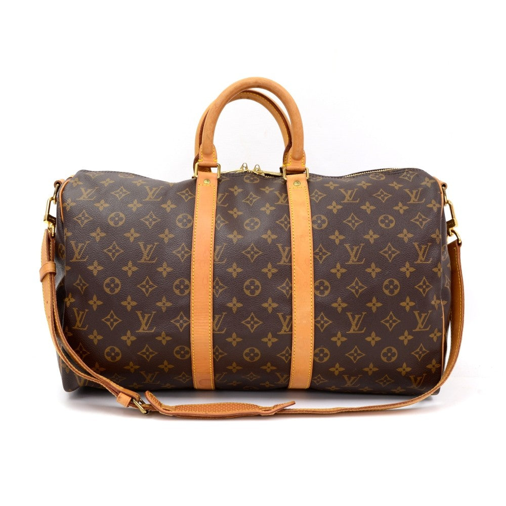 Louis Vuitto Monogram Canvas Keepall 45 Bandouliere Duffle Bag with Strap