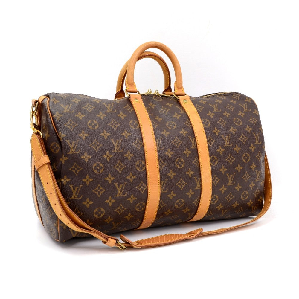 Louis Vuitto Monogram Canvas Keepall 45 Bandouliere Duffle Bag with Strap