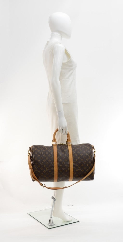 Louis Vuitto Monogram Canvas Keepall 45 Bandouliere Duffle Bag with Strap