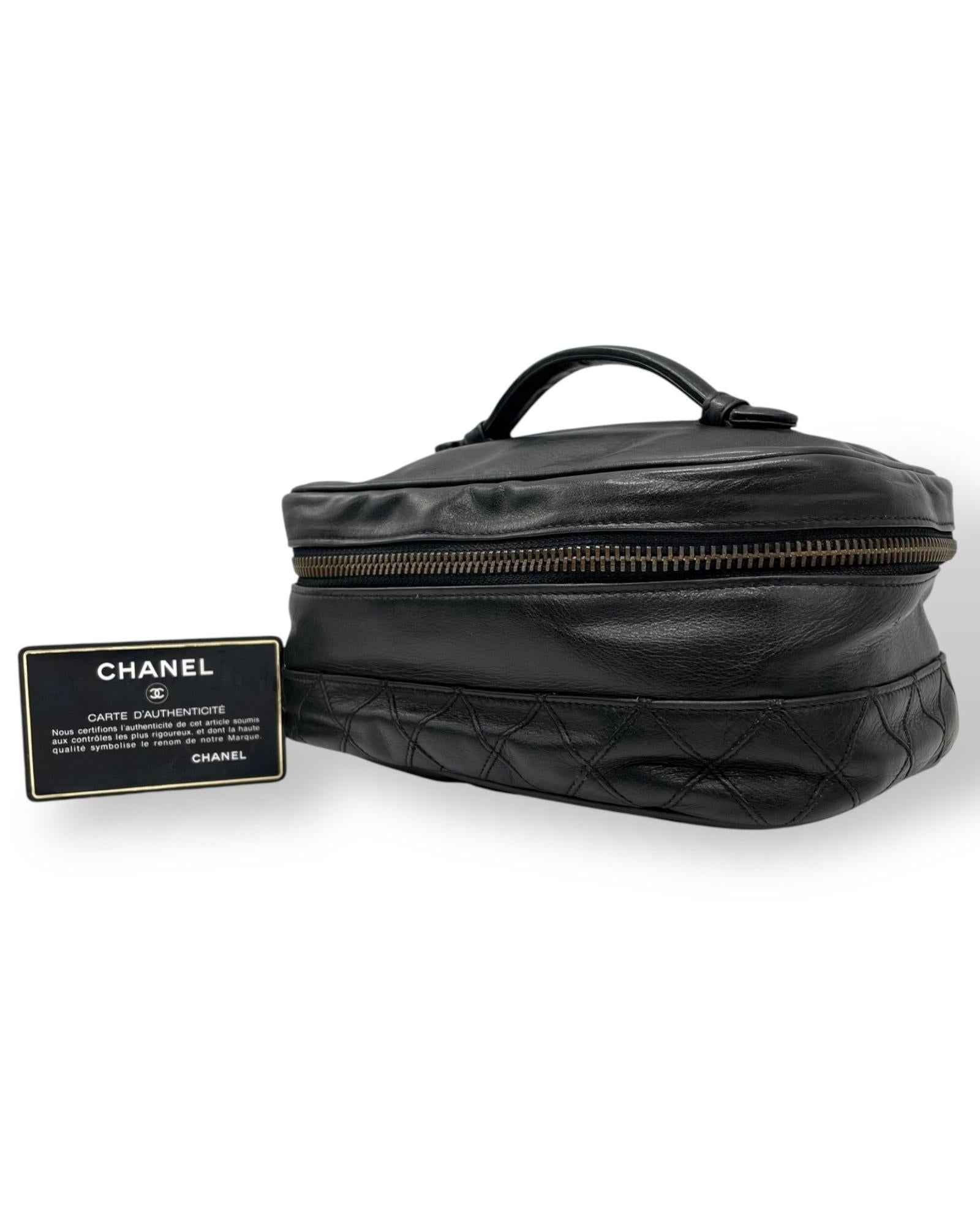 Chanel Leather Vanity Bag with  Card and Italian Craftsmanship