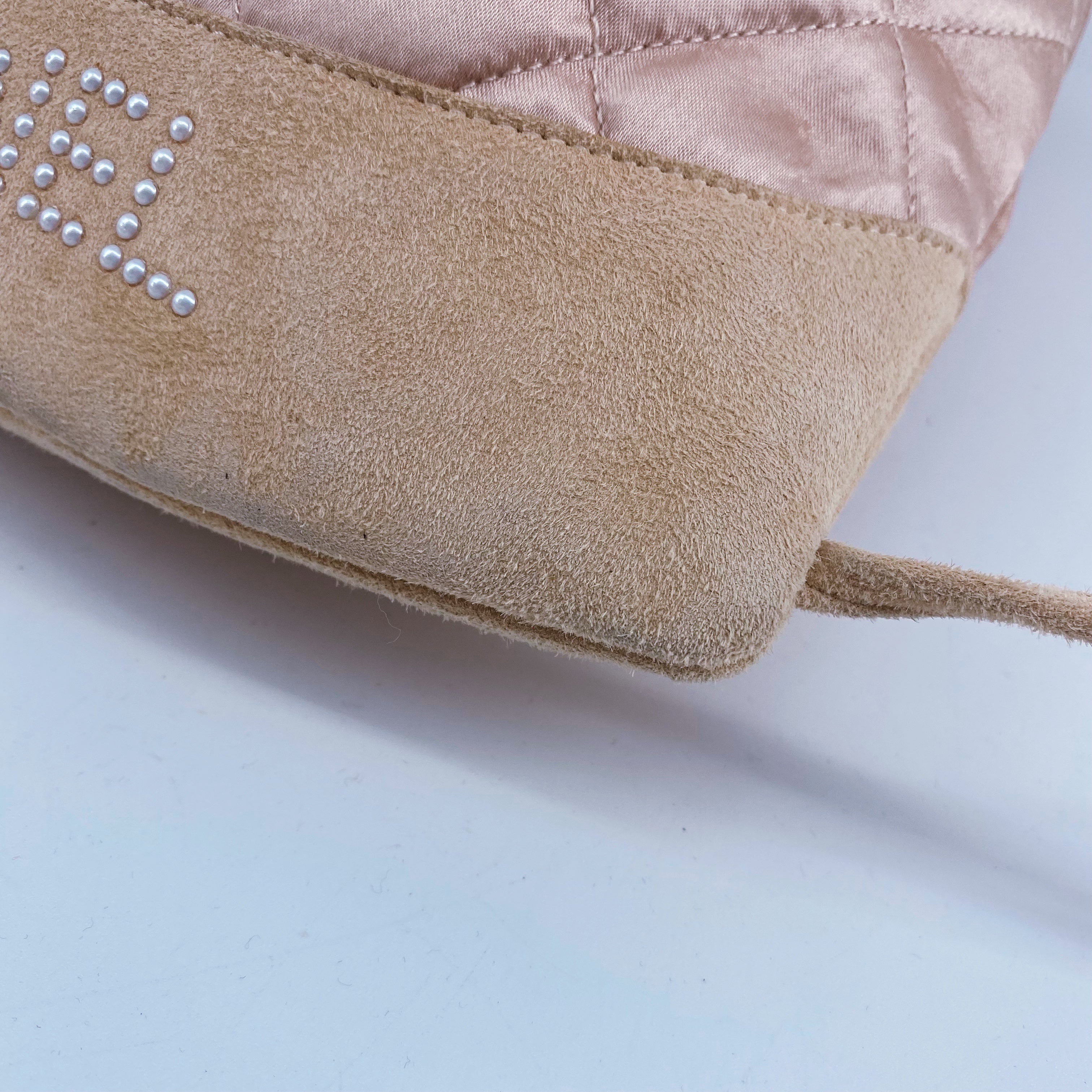 CHANEL Vintage Quilted Satin and Suede Drawstring Backpack