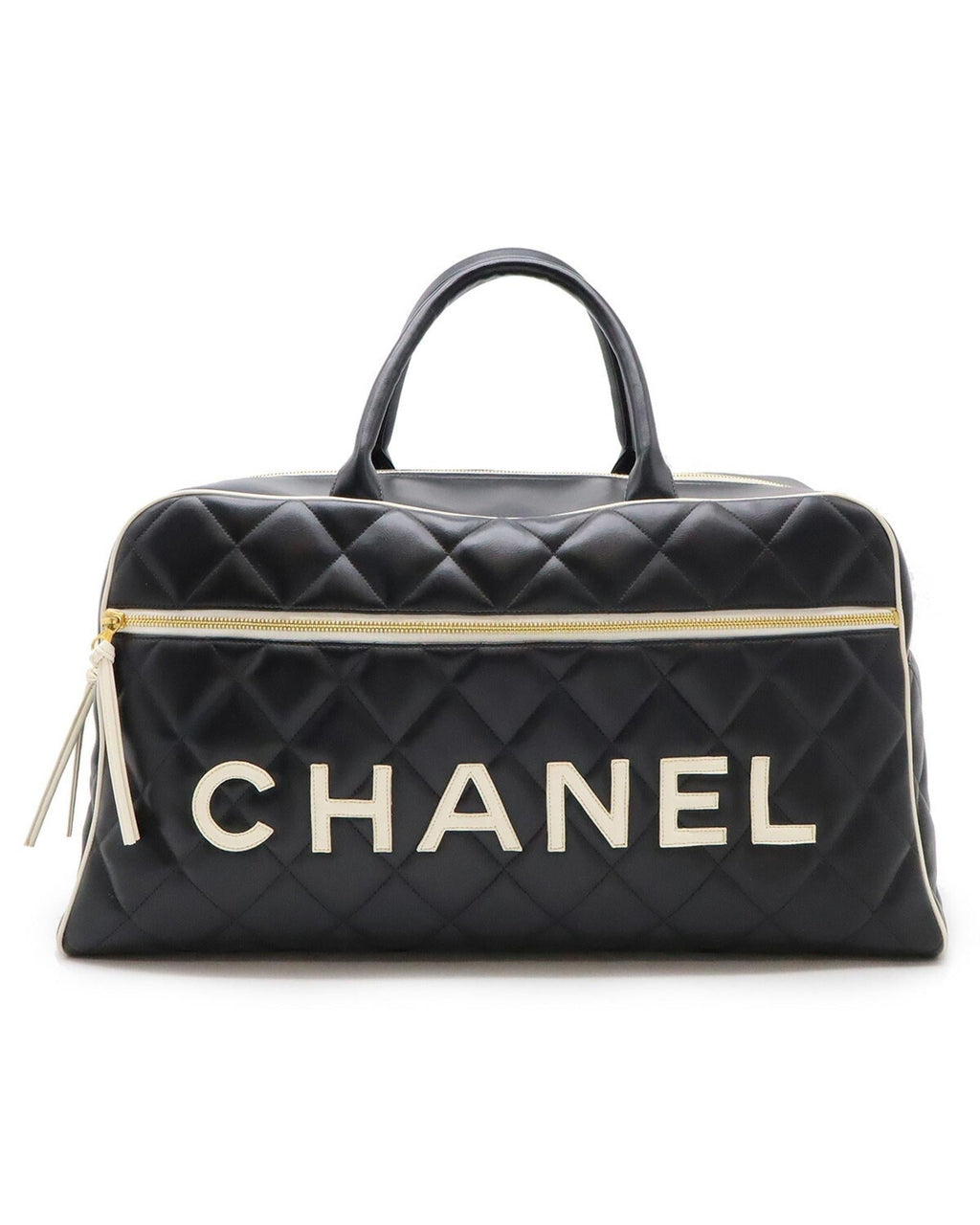Chanel Luxury Leather Bowling Bag with Good Condition and Slight Scratches
