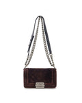 Chanel Velvet Boy Bag with Metal Fittings and Sun Damage