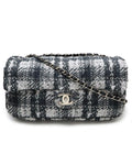 Chanel Tweed Single Flap Bag with Box and Accessories