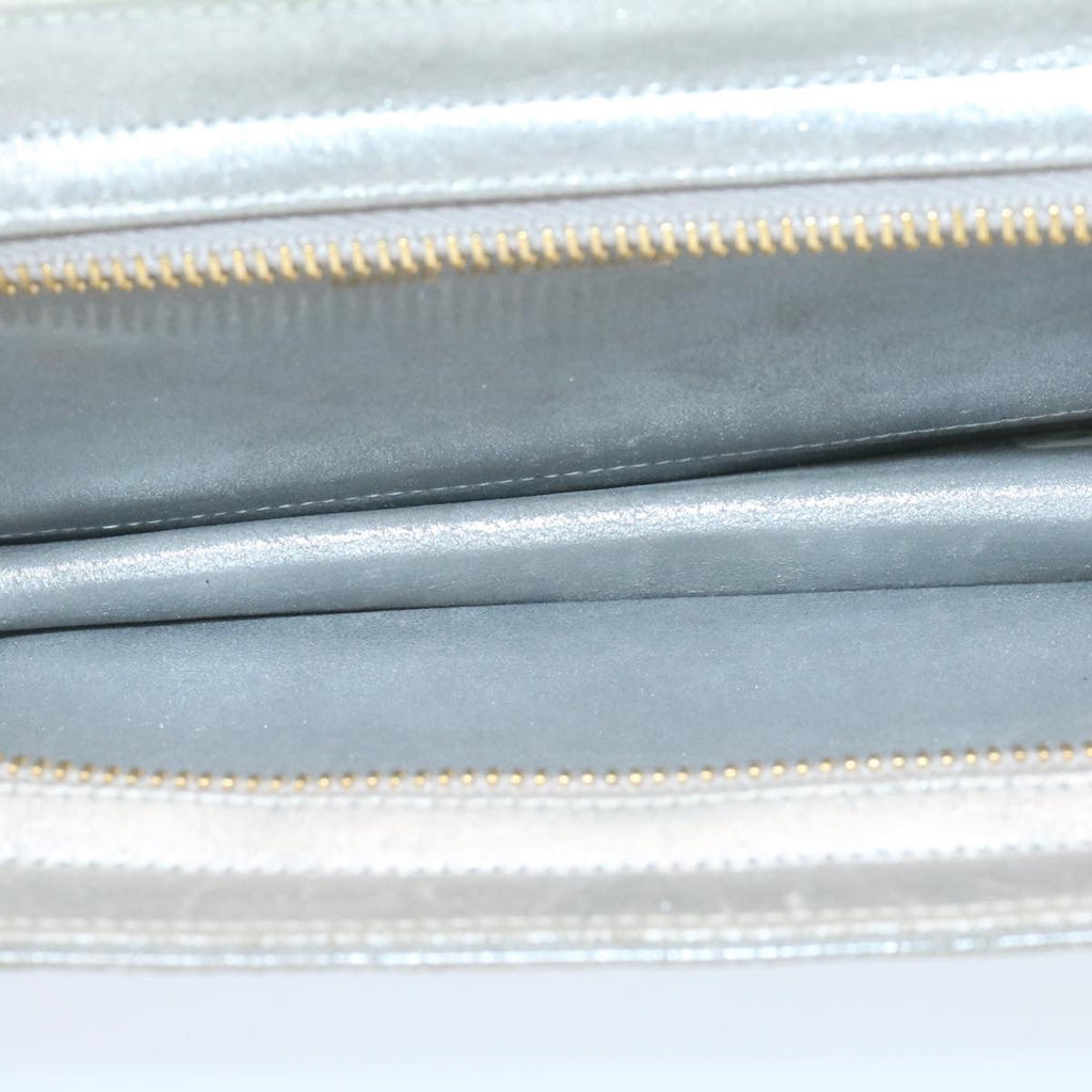 CHANEL Clutch Bag Leather Silver CC 26857A