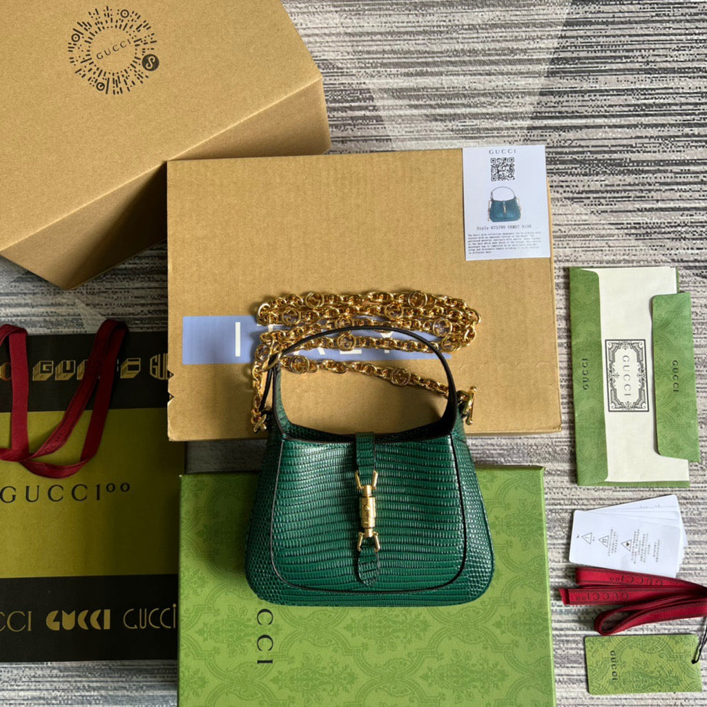 gg Jackie 1961 Lizard Mini Bag Green For Women, Women’s Bags 7.5in/19cm gg ‎