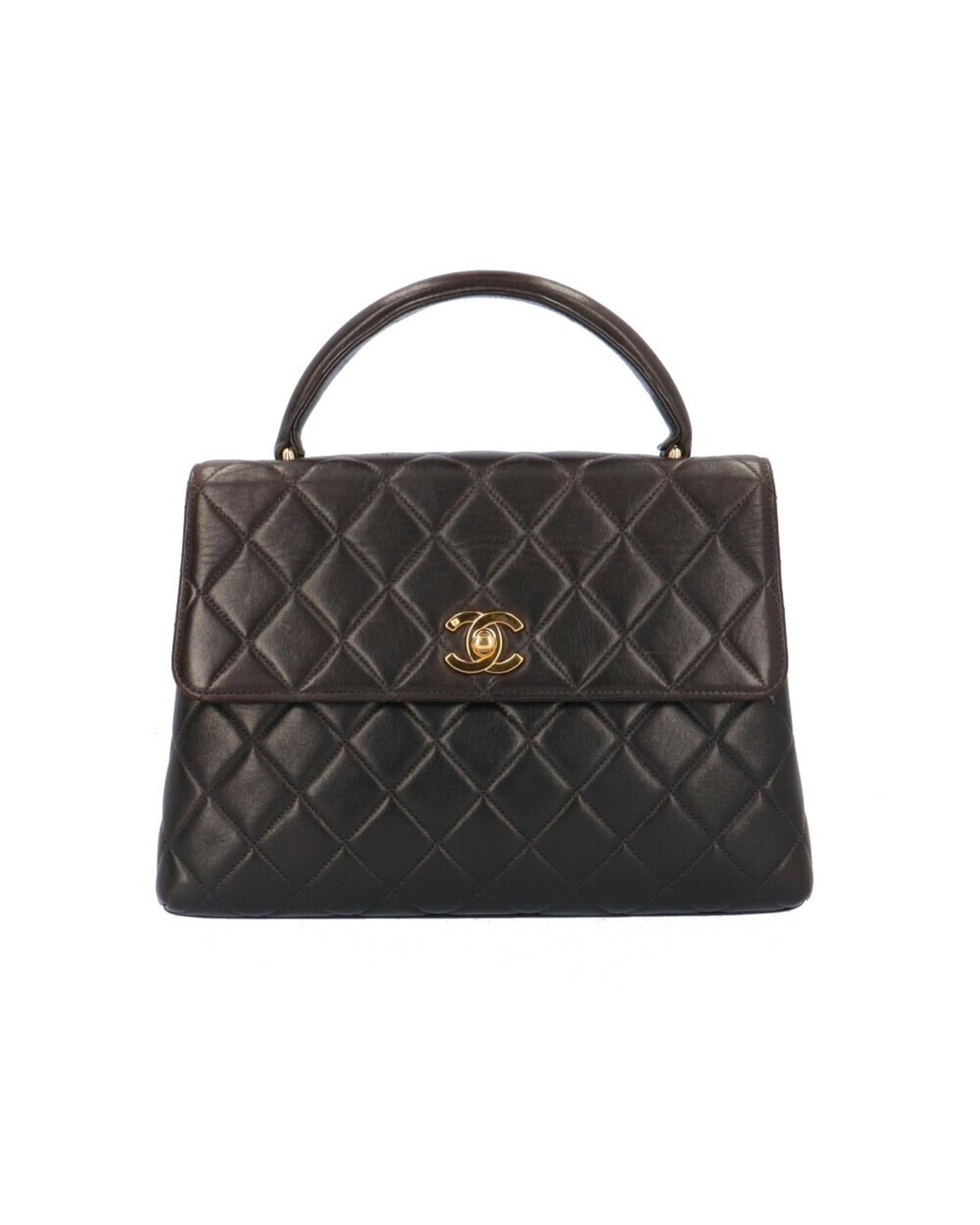 Chanel Leather Coco Handle Bag with  Card