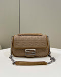 FI Baguette Chain MiGLAMI Beige FF Fabric Bag For Woman 14.5cm/6in 8BR793AHW5F1F2J