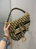 GLAMI Saddle Bag Brown Oblique Canvas Gold Toned Hardware For Women 25cm/10in CD