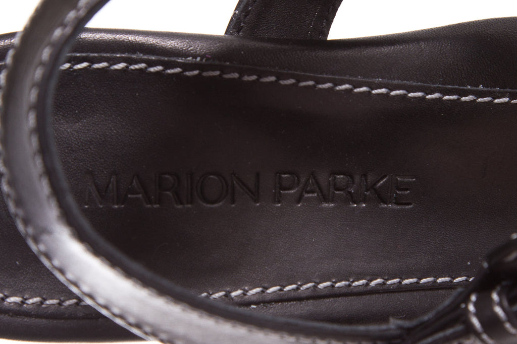 Marion Parke Black Leather Sandals SZ 39