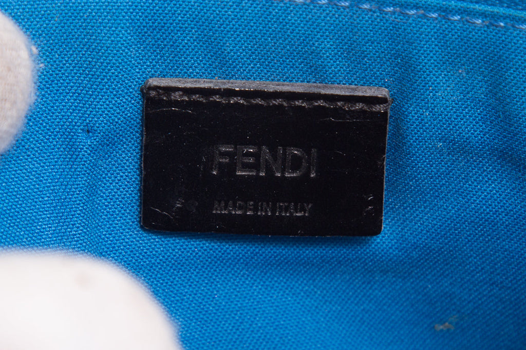 Fendi Blue & Red Vitello Elite Crystal Eye Monster Pouch