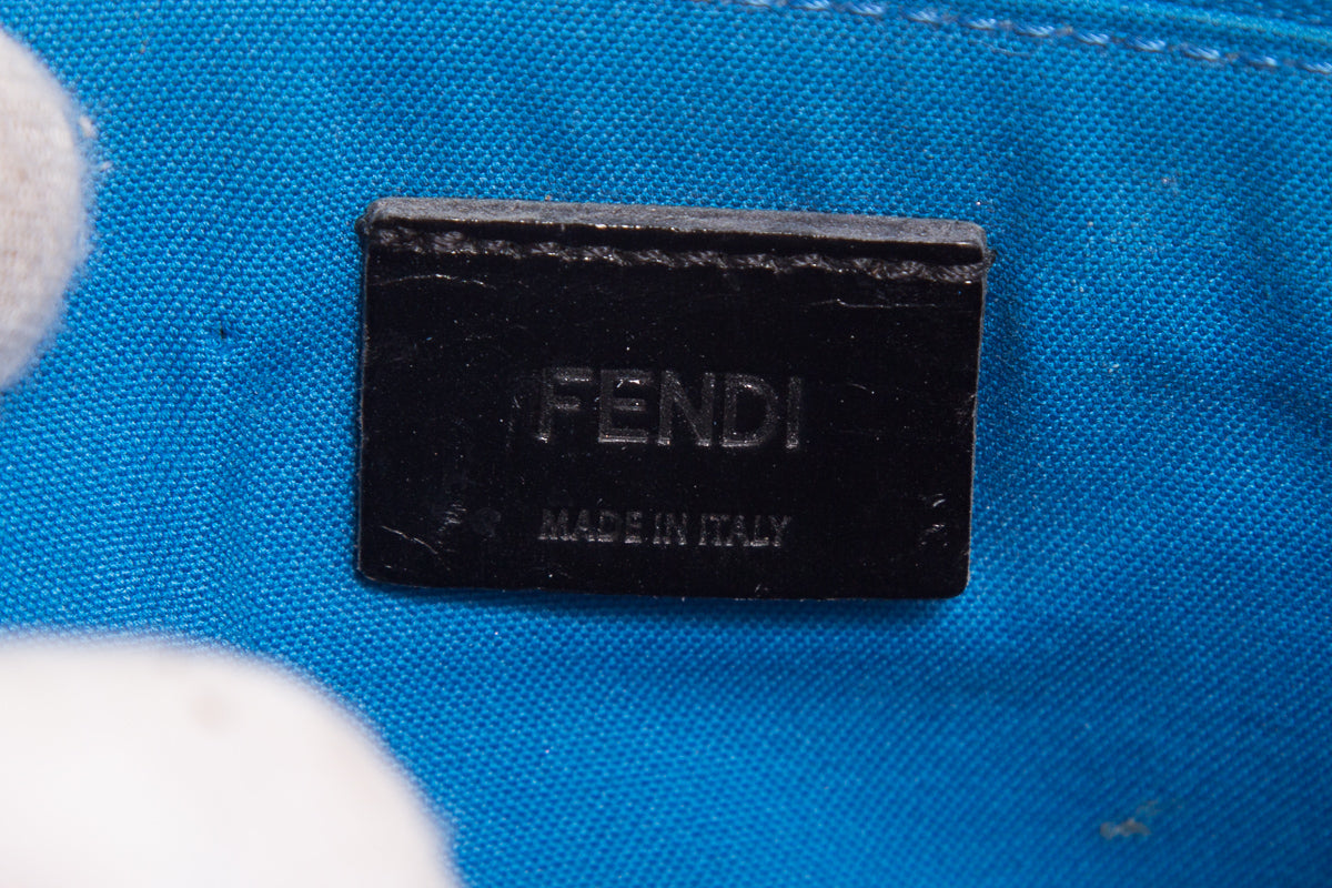 Fendi Blue & Red Vitello Elite Crystal Eye Monster Pouch