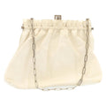GUCCI Chain Shoulder Bag Embossed Leather White 27100