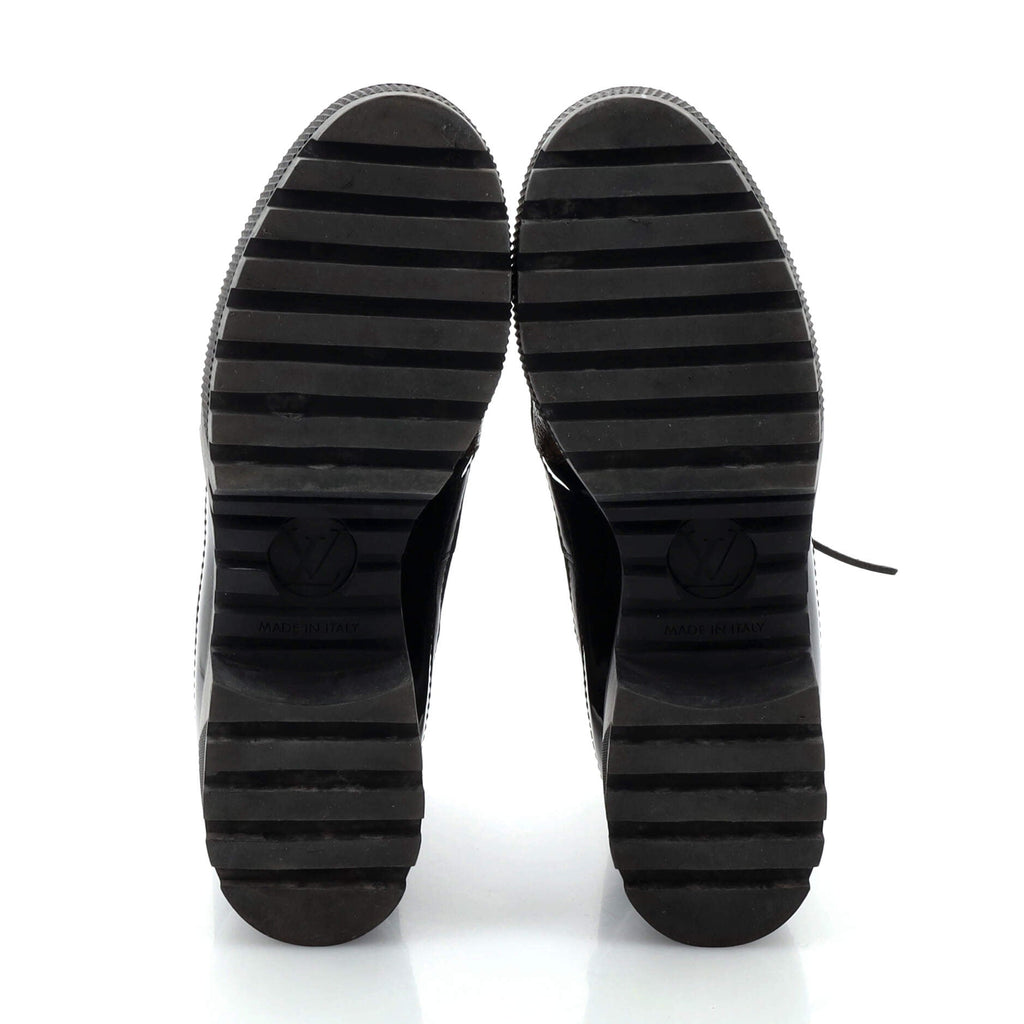 Louis Vuitton Women's Zip Up Laureate Platform Desert Boots Leather with Monogram Canvas and Suede